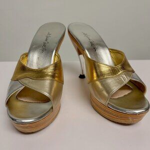 Patricia Field tricolor metallic platform heel womens 7